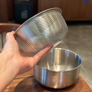 迷你洗水果篮!1810不锈钢沥水篮厨房和面打蛋Q盆滤水洗菜淘米篮盆