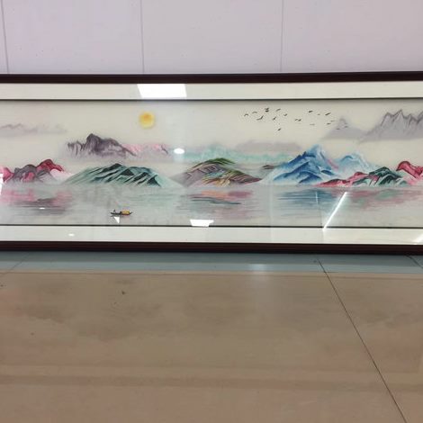 苏州刺绣床头画成品实木外框牡丹山水富贵有余装饰画挂画特产湘绣图片