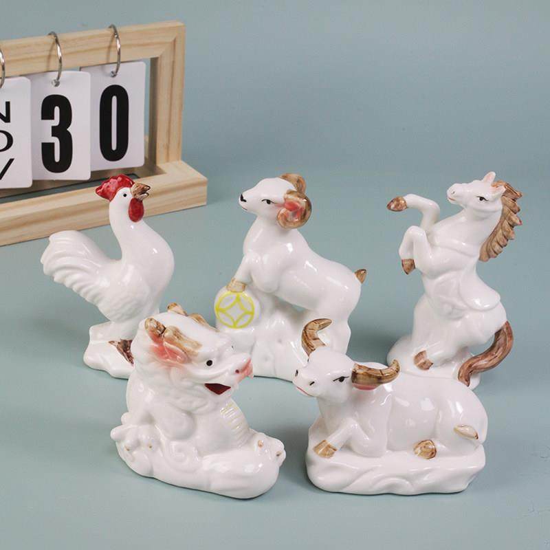 陶瓷十二生肖羊摆件酒柜办公桌装饰瓷办公室桌面玄关客厅装饰品小,家居饰品,装饰摆件,淘宝优惠券,粉丝福利购,淘宝优惠卷