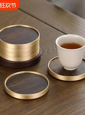 黑檀实木茶杯垫茶道功夫茶具配件茶盘茶桌摆件隔热垫茶托底托桌面