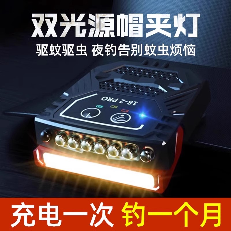 头灯钓鱼专用2024新款强光超亮充电感应帽夹头戴式续航超长夜钓灯
