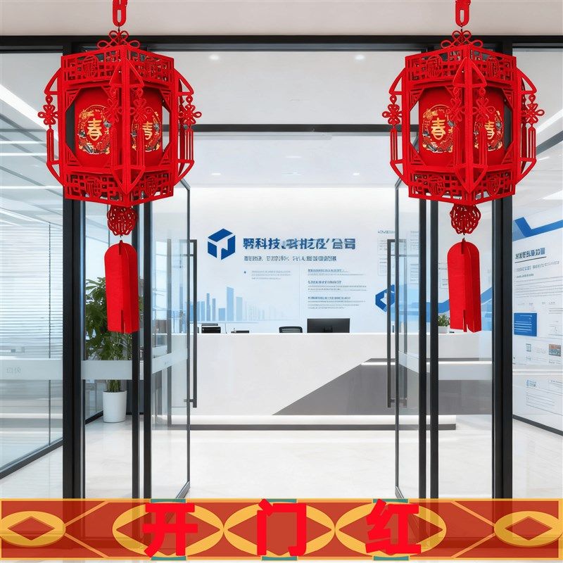 开门红职场布置灯笼2026年马年银行厅堂装饰元旦保险公司新年挂饰