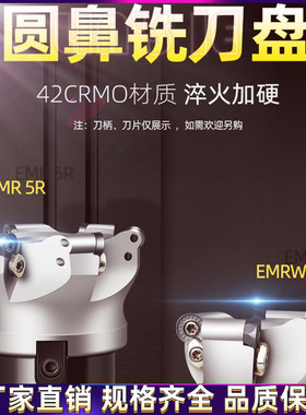 R5数控铣刀盘 BT40刀柄圆鼻平面飞刀盘EMR-6R-63端面铣装RPMT1003