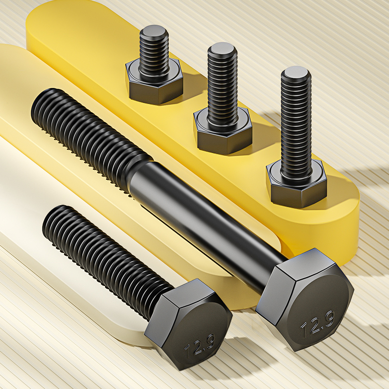 12.9级高强度外六角螺丝钉全牙加长六角头螺栓M4M5M6M8M10M12-M24