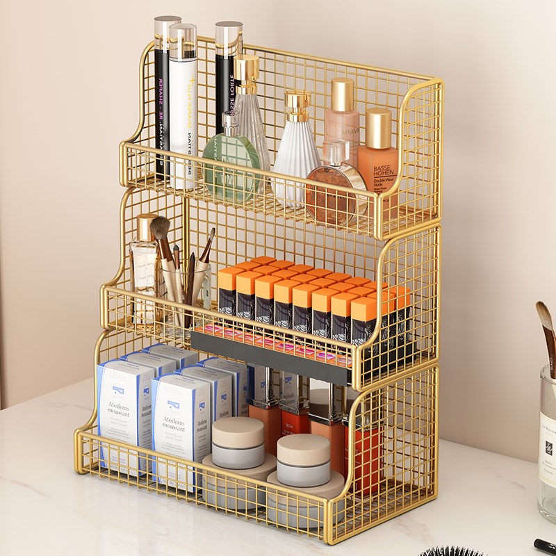 化妆品收纳盒新款桌面高级感护肤品架子梳妆台上大容量整理置物架