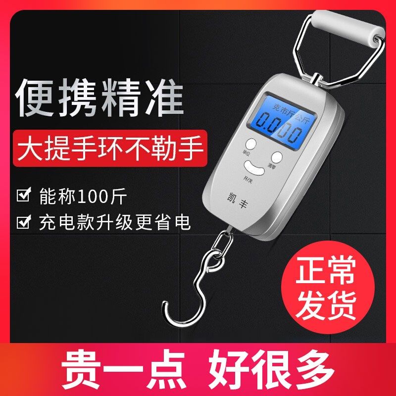 凯丰迷你手提电子秤50kg便携式高精度家用快递称小秤弹簧小型手拿