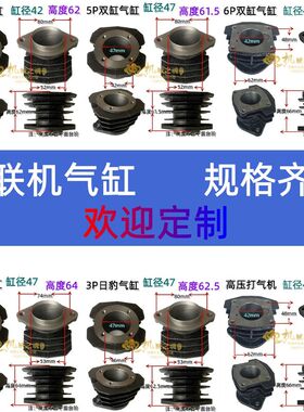 5P双缸47气缸42缸径2.5P日豹3P星豹 2.2KW V型机6P空压机气泵配件