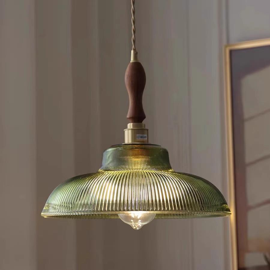 黄铜条纹玻璃吊灯北欧风餐厅吧台阳台酒吧咖啡厅个性极简单头吊灯