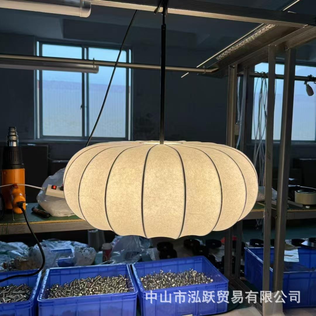 仿蚕丝吊灯南瓜灯侘寂风餐厅灯北欧法式奶油灯茶室禅意灯设计师灯