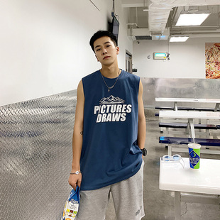 跨栏背心男夏季潮牌嘻哈坎肩衣服宽松潮流百搭运动无袖t恤ins港风