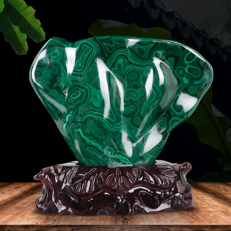 天然孔雀石原石摆件凤凰石奇石矿物晶体矿石标本室内客厅观赏石头