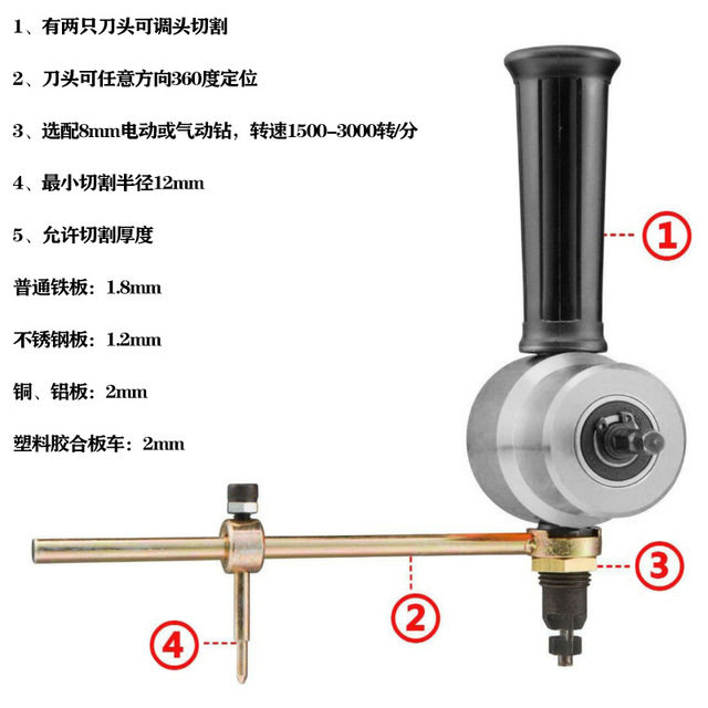 160A双头金属薄板切割器 切割机 锯 铁皮裁剪工具电冲剪音响改装