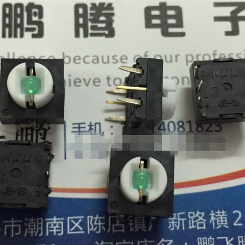 进口日本NKK JB-15LMP2 轻触开关10*10 带灯发光按键 绿灯 无盖帽