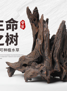 鱼缸仿真紫柚木生命之树骨架造景杜鹃根水景躲避屋水草盆沉木树桩