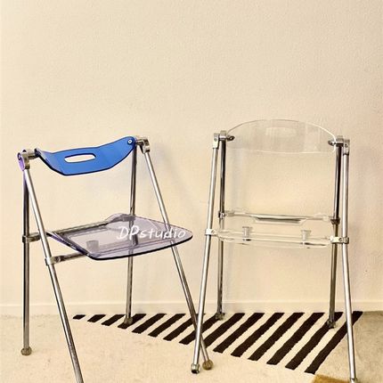 DPstudio设计师中古亚克力透明折叠椅轻奢咖啡店餐椅会议洽谈椅子