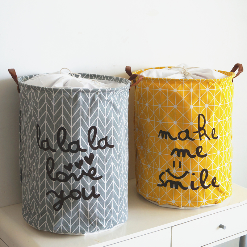 北欧家用布艺束口防尘收口可折叠大号脏衣服玩具收纳筐脏衣篮桶篓