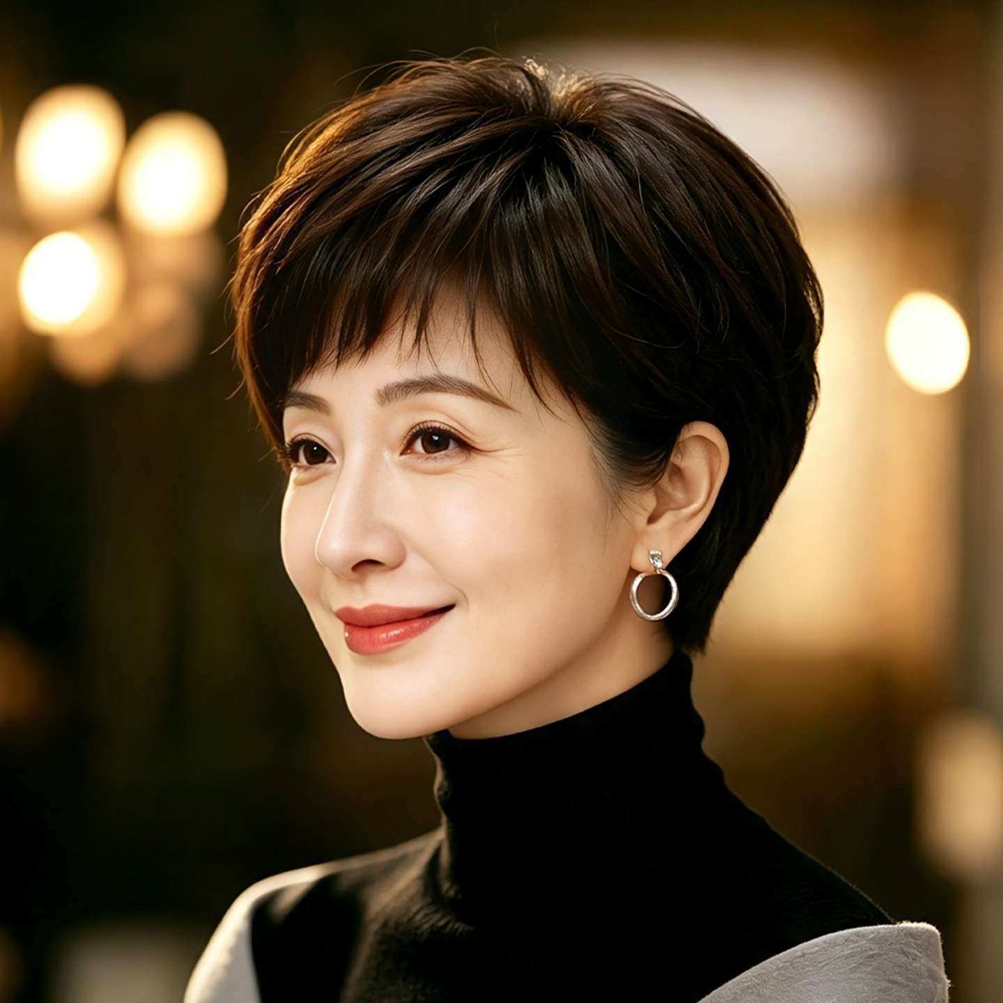 发飞扬假发女短发妈妈真发套短直发中老年女士全头套真人发假发套