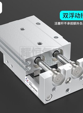 亚德客型气动HLS滑台气缸HLQ6-10HLQ8/12/16/20/25X20X30X40X50SA