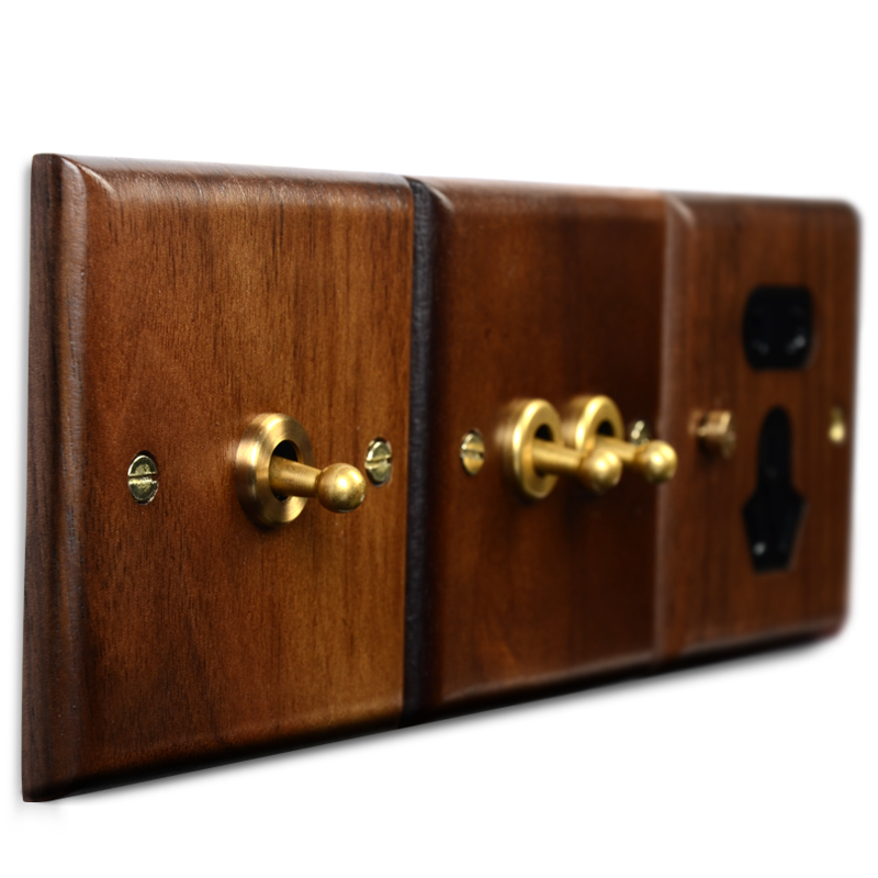 胡桃木面板复古门禁开关86型出门按钮电铃酒店门铃开关自动复位