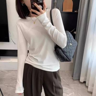 2025秋季新款正肩打底衫女内搭宽松显瘦长袖t恤女秋季上衣女
