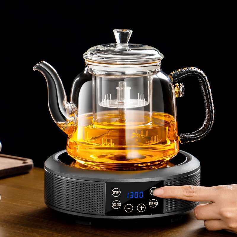 2024新款蒸煮一体电陶炉煮茶壶烧水烧茶壶电热玻璃煮茶器泡茶套装