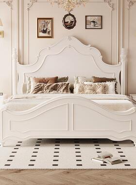 米尔斯爆款热卖白色奶油风现代简约床1米5主卧家用榉木安娜实木床