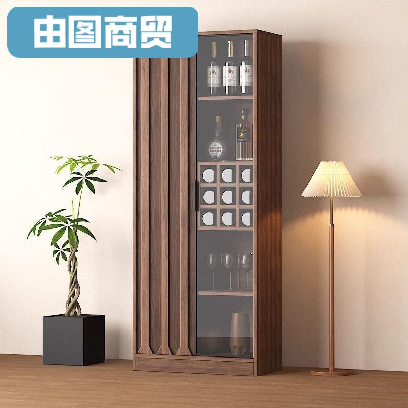 jF72024新款酒柜客厅实木靠墙展示柜小户型家用新中式玻璃门收纳