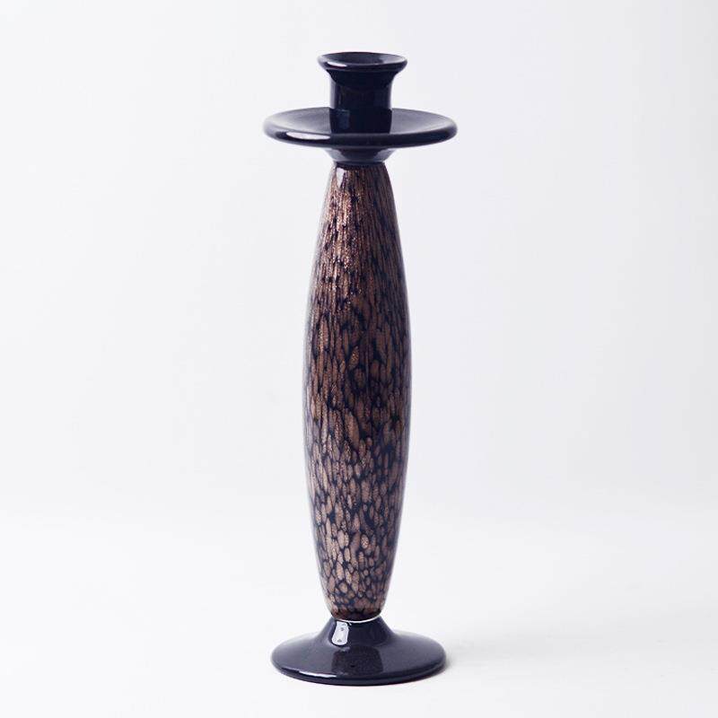 手工琉璃黑金烛台家居艺术摆件客厅桌面工艺品卧室玄关装饰