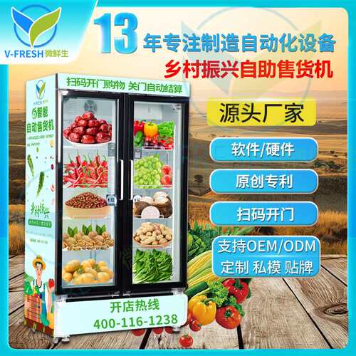 乡村振兴售货机智能扫码AI视觉开门柜制冷生鲜水果贩卖机WX-H17