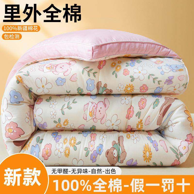 a类全棉棉花被春秋被加厚保暖冬被家用学生宿舍单人被褥四季通用