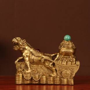 杨铜记 铜老 虎 金镶玉虎 聚宝盆虎 虎拉聚宝盆 虎拉车
