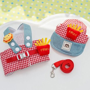 宠物狗狗猫咪鸭子装 备套帽子胸背外出牵引用品春夏透气狗狗衣服