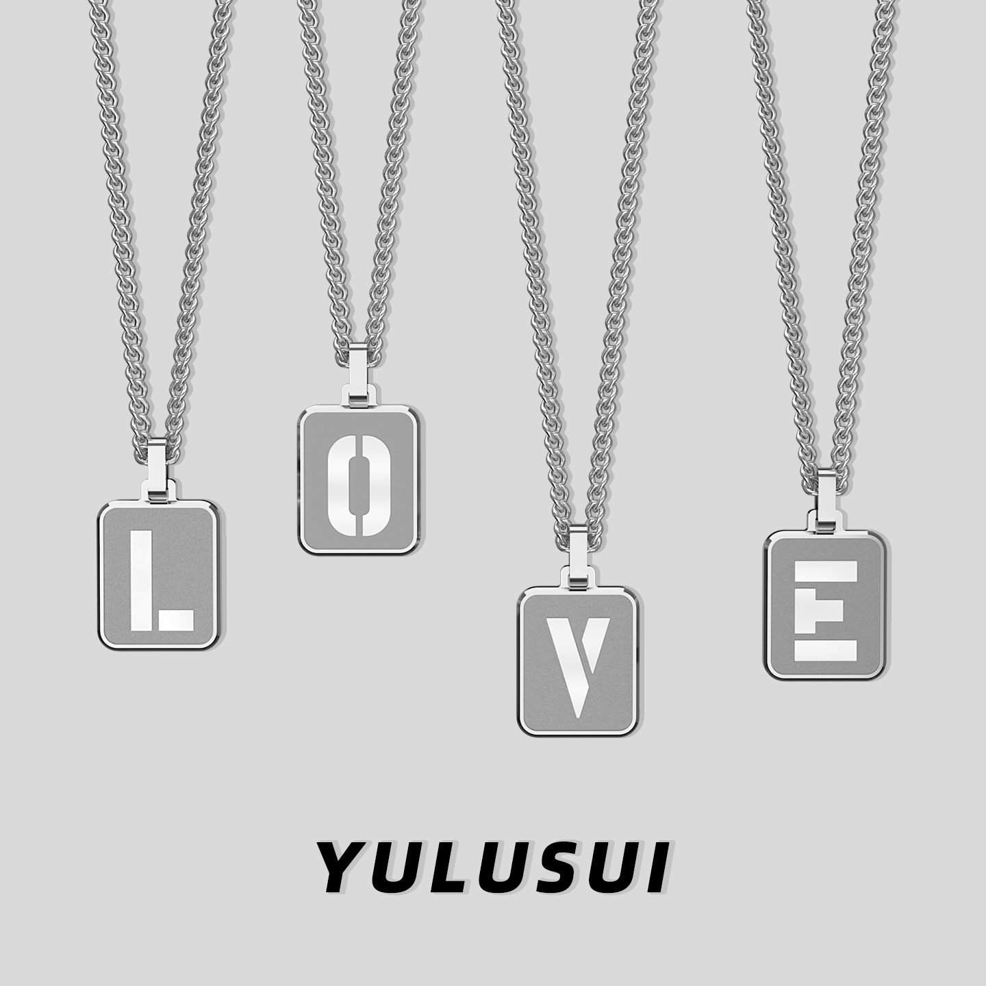 YULUSUI情侣军牌字母项链