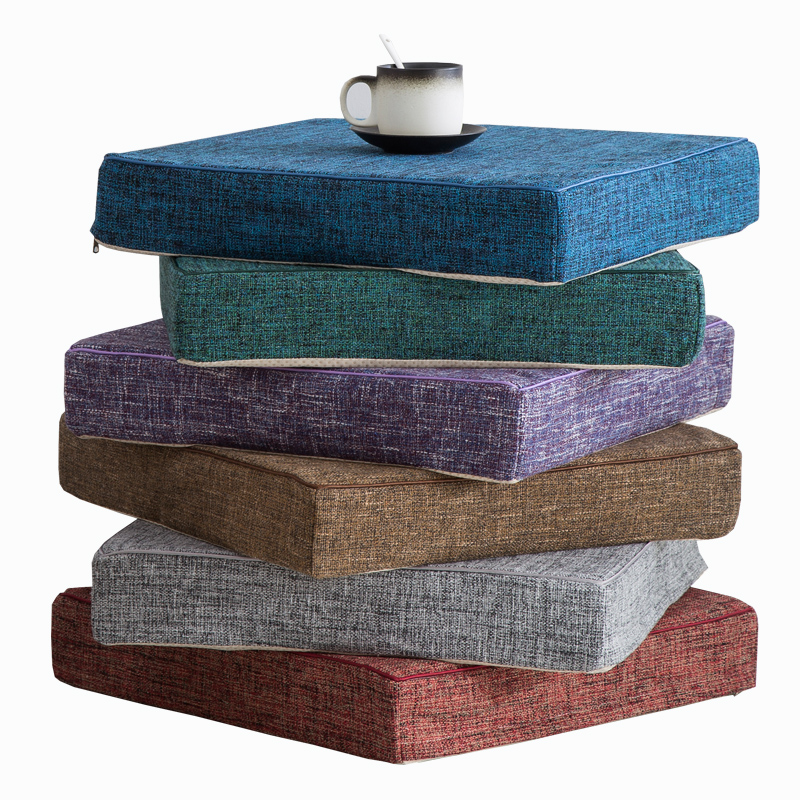 定做亚麻坐垫海绵垫沙发垫子加厚红木椅子办公室座椅餐椅坐垫定制