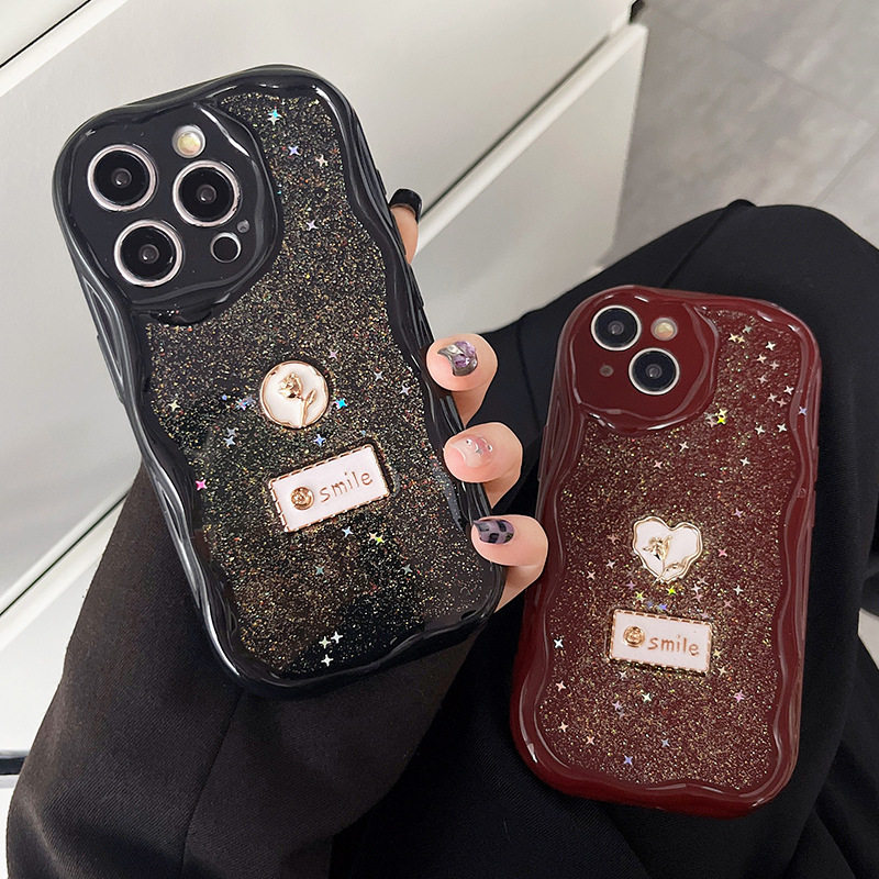 闪粉星星亮片手机壳适用iPhone16promax全包防摔苹果15plus爱心玫瑰花17硅胶女新款时尚小众创意13保护套创意