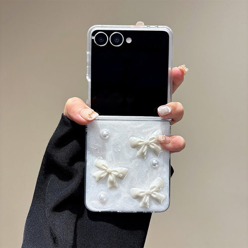 小清新韩国ins蝴蝶结手机壳适用三星zflip7翻盖Galaxy折叠zfold8ultra少女心w24flip日系明星创意保护套防摔