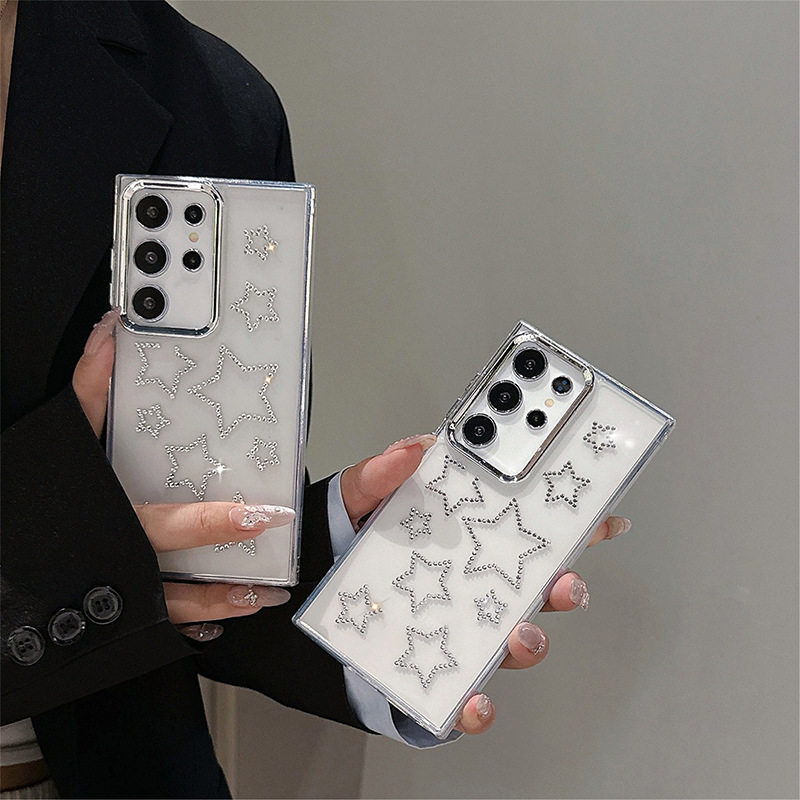 三星S25Ultra手机壳适用S24plus透明软壳闪钻星星S23女款网红S25FE保护套创意韩国galaxy保护套超好看明星款