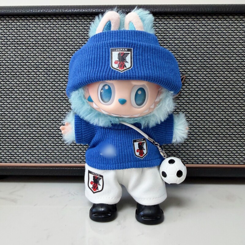 日本队棉花娃娃娃衣适用labubu17厘米玩偶足球衣服换装潮玩
