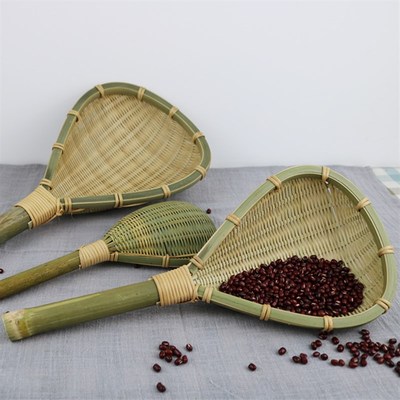 手工编织竹编漏勺火锅米箩盛器麻辣烫米粉烫勺网漏捞子漏斗捞面勺