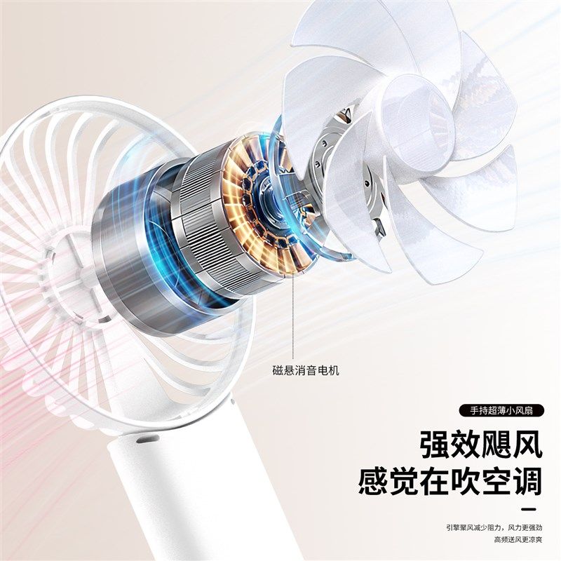 新款 2024手持小充电静音数显桌面折叠支架挂脖拿迷你风扇