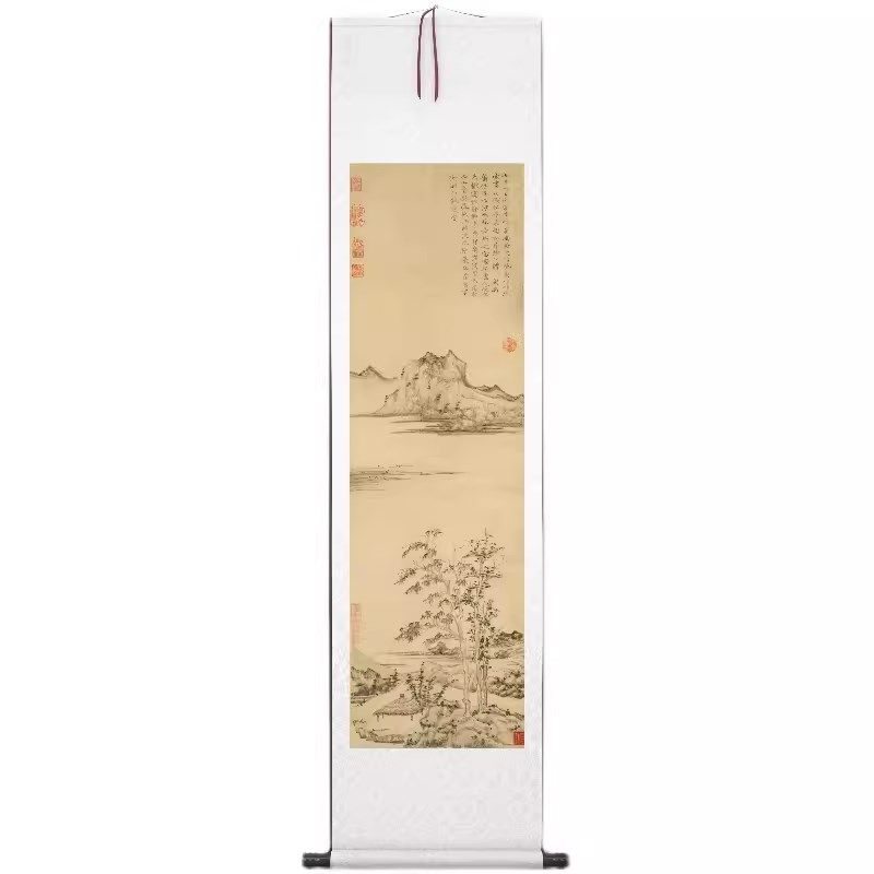 复古花鸟植物花卉山水客厅书房茶室装饰画挂画玄关水墨高清挂轴