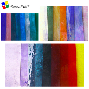 全透明幻彩系云母玻璃大片马赛克镶嵌壁画灯教堂diy手工制作材料