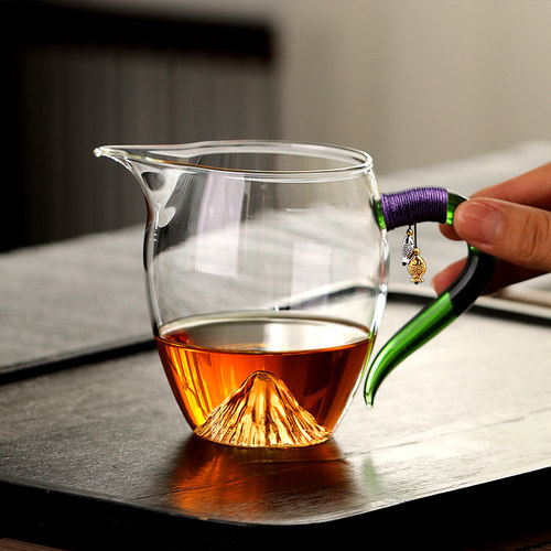 观山公道杯玻璃高透分茶器日式耐热高档茶海泡茶月牙公杯茶漏套装