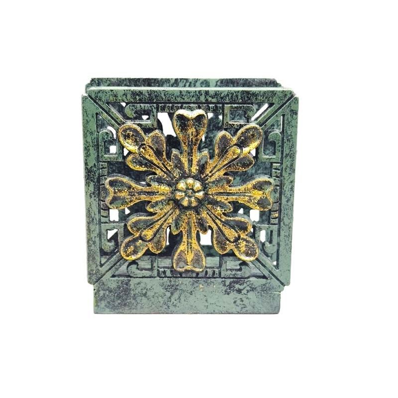 中式实木雕刻立式餐巾纸夹纸巾架子厨房餐厅桌面商用复古仿青铜色