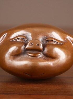 紫铜迷你猪家居可爱福猪摆件创意生肖猪铜装饰小把玩件