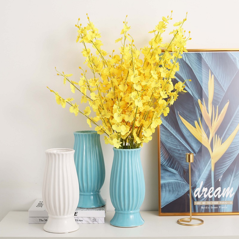 黄色跳舞兰仿真花束塑料花假花套装客厅桌面装饰蝴蝶兰新年迎春花