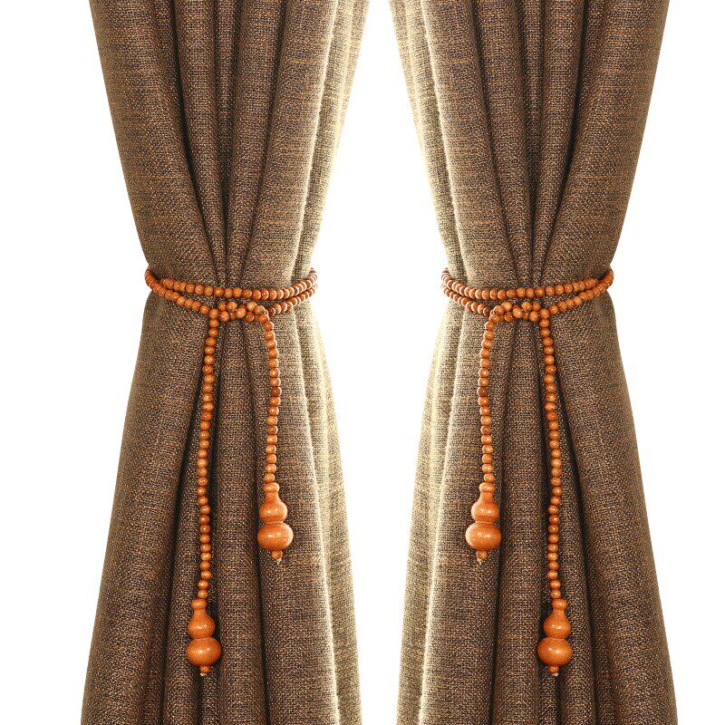 窗帘绑带手工穿制珠帘门帘挂帘桃木绑带四色可选新中式中国风绑带