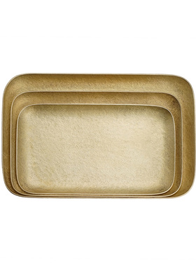 触造 圆角长方黄铜盘 纯手工锻造蜡烛托盘甜点首饰收纳置物