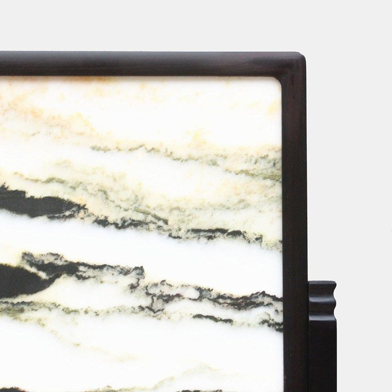 实木红木屏风大叶紫檀嵌大理石酸枝中式插屏台屏桌面玄关条案摆件