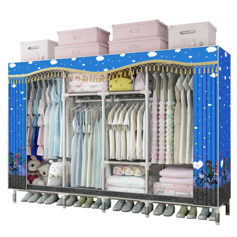 超大号3米布衣柜全钢架加粗加厚牛津简易衣柜钢管出租房家用结实